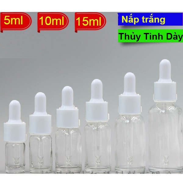 Combo 3 Hũ Chai Lọ Chiết Kem Serum Tinh Dầu Thủy Tinh 5g/10g/15g 5ml/10ml/15ml