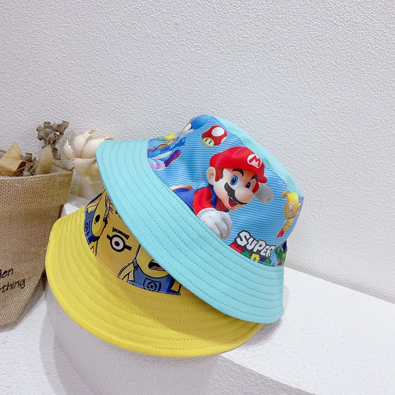 Ns2 Mũ bucket Hình super mario pikachu minions Chống Nắng Ngoài Trời Dễ Thương sn2 Cho Bé Trai Và Gái