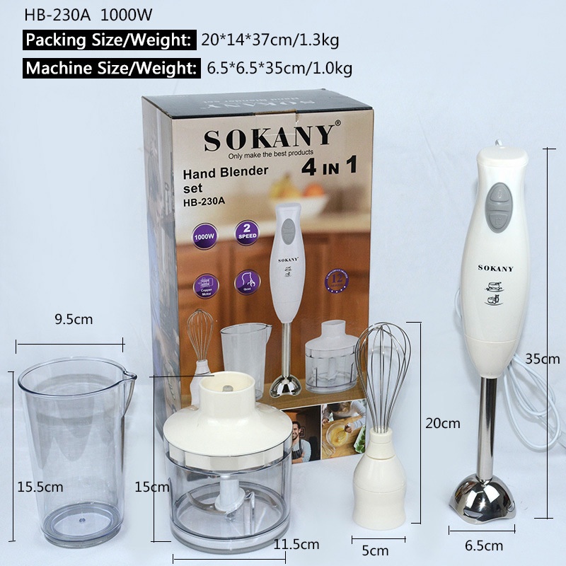 Máy Xay Cầm Tay Sokany 4IN1 HB-230A Chính Hãng bảo hành 1 năm