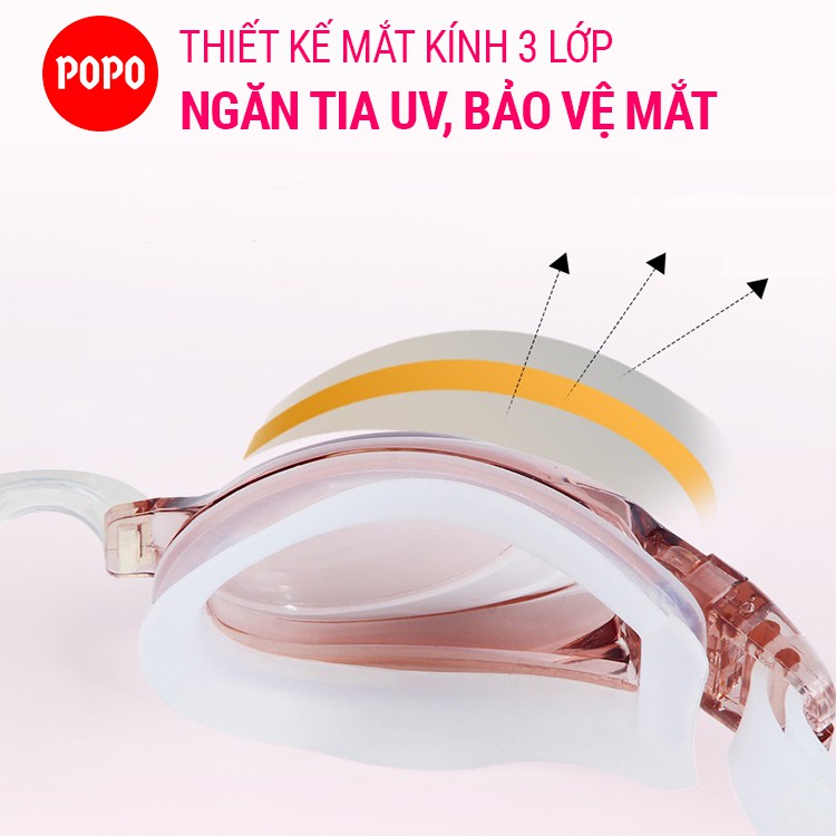 Kính bơi người lớn 6904 POPO chống tia UV hạn chế sương mờ