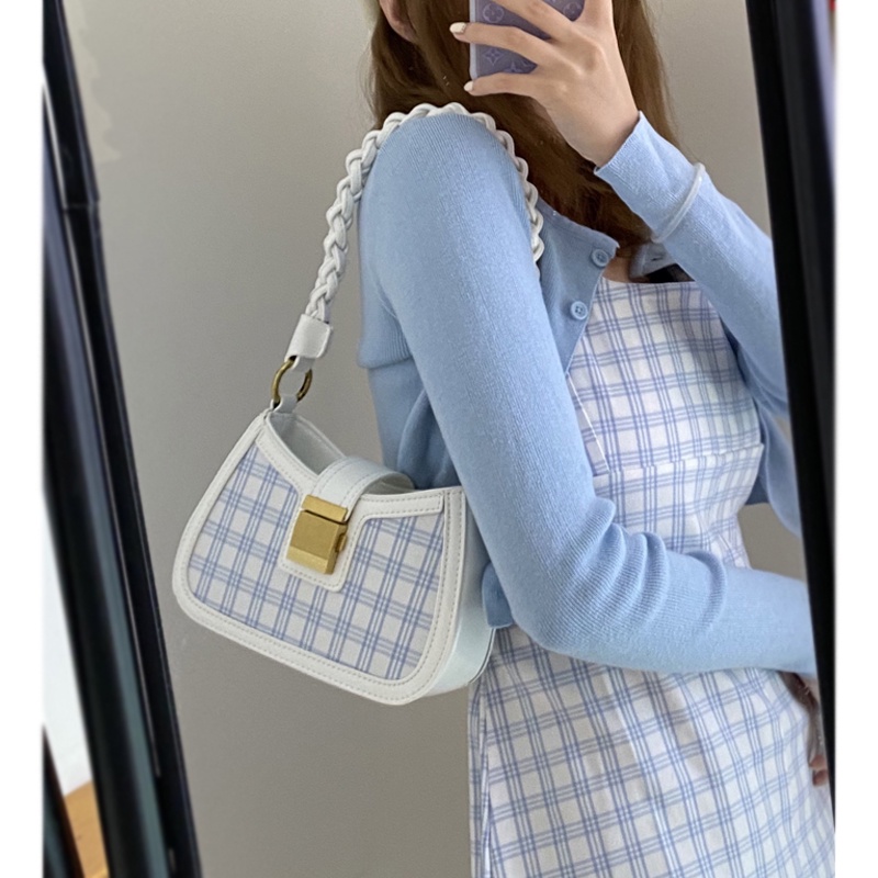 Ielgy Túi Xách Đeo Dưới Cánh Tay Họa Tiết Ca Rô Thời Trang Niche