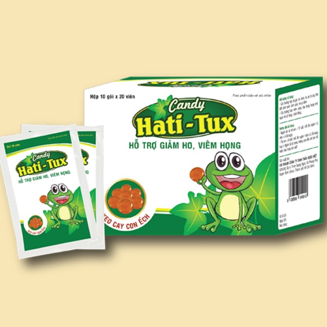 Kẹo hati tux candy - giảm: ho, viêm họng...(hộp 20 gói x 10 viên)