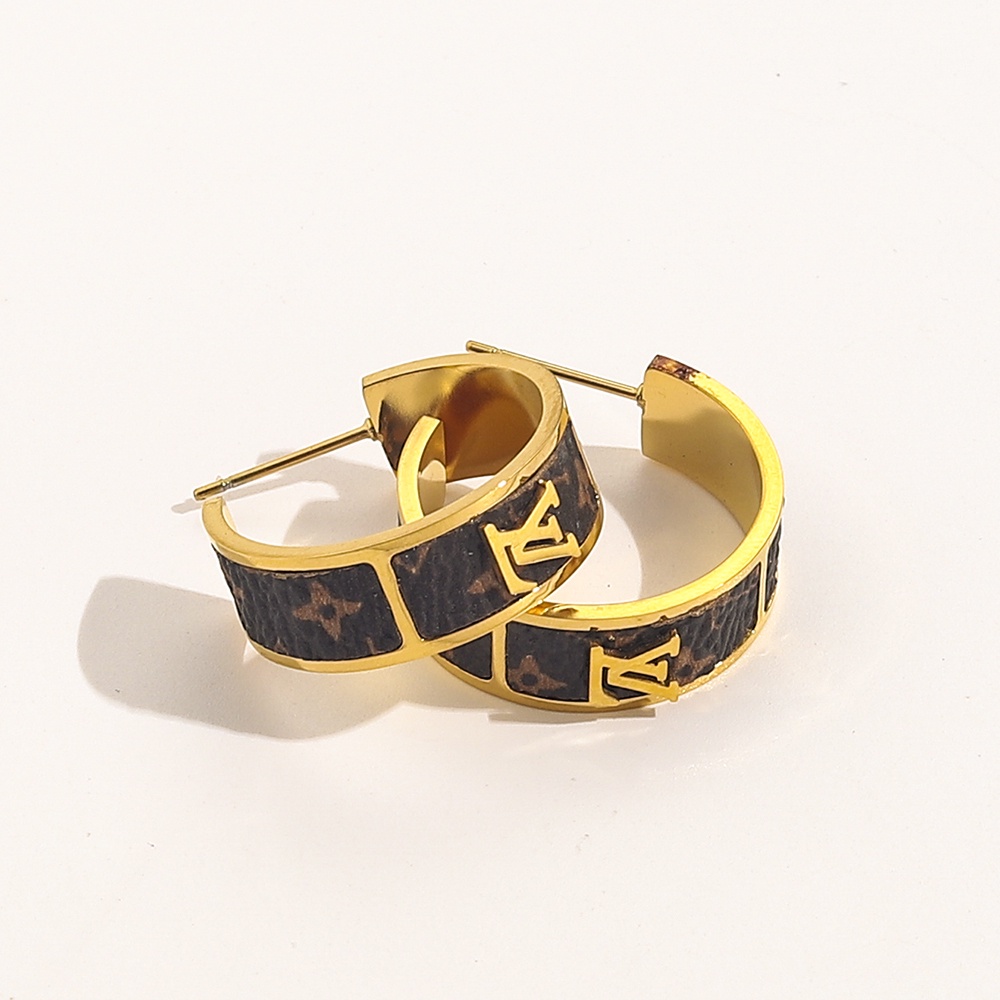 Khuyên Tai Dạng Hạt LV Bằng Thép Titan In Logo Chữ L-V Thời Trang Cho Nữ