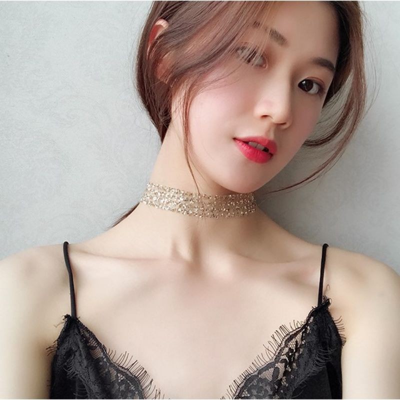 vòng cổ choker đính đá thời trang nữ