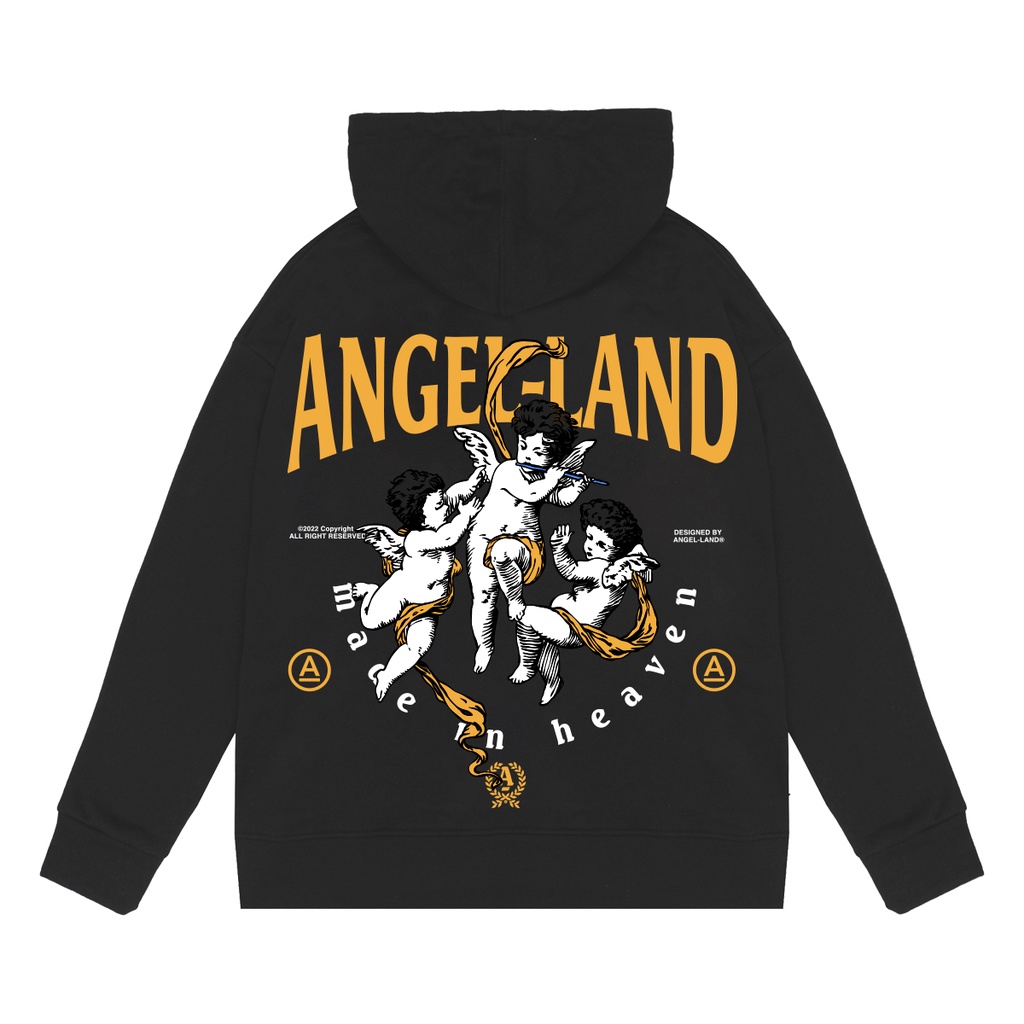 Áo Khoác Hoodie Angel-Land The Trio Black Hoodie Nỉ Bông - T3B