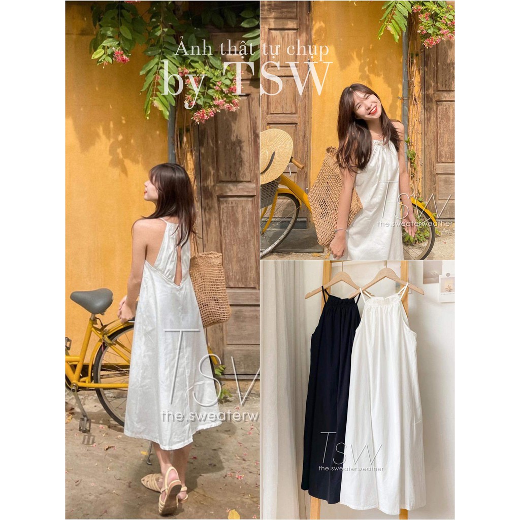 Váy maxi cổ yếm hở lưng đi biển the.sweaterweather TSW