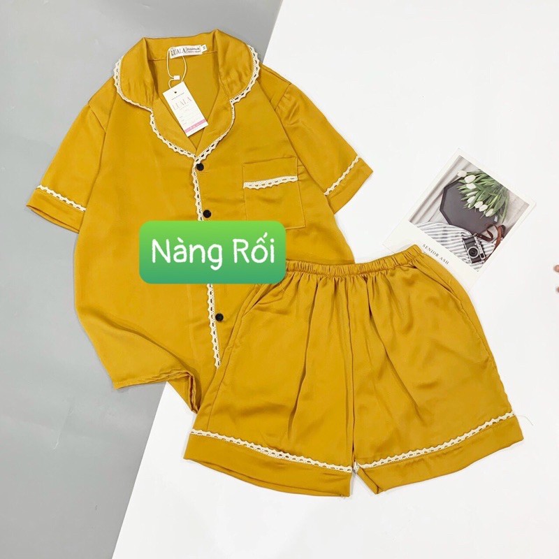 Bộ Lụa Cộc Tay Quần Đùi Chất Tằm Thái Phối Ren Siêu Phẩm | BigBuy360 - bigbuy360.vn