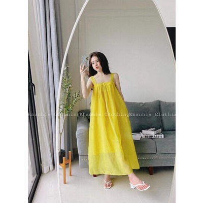 Váy maxi tơ 2 dây bản to xinh xắn