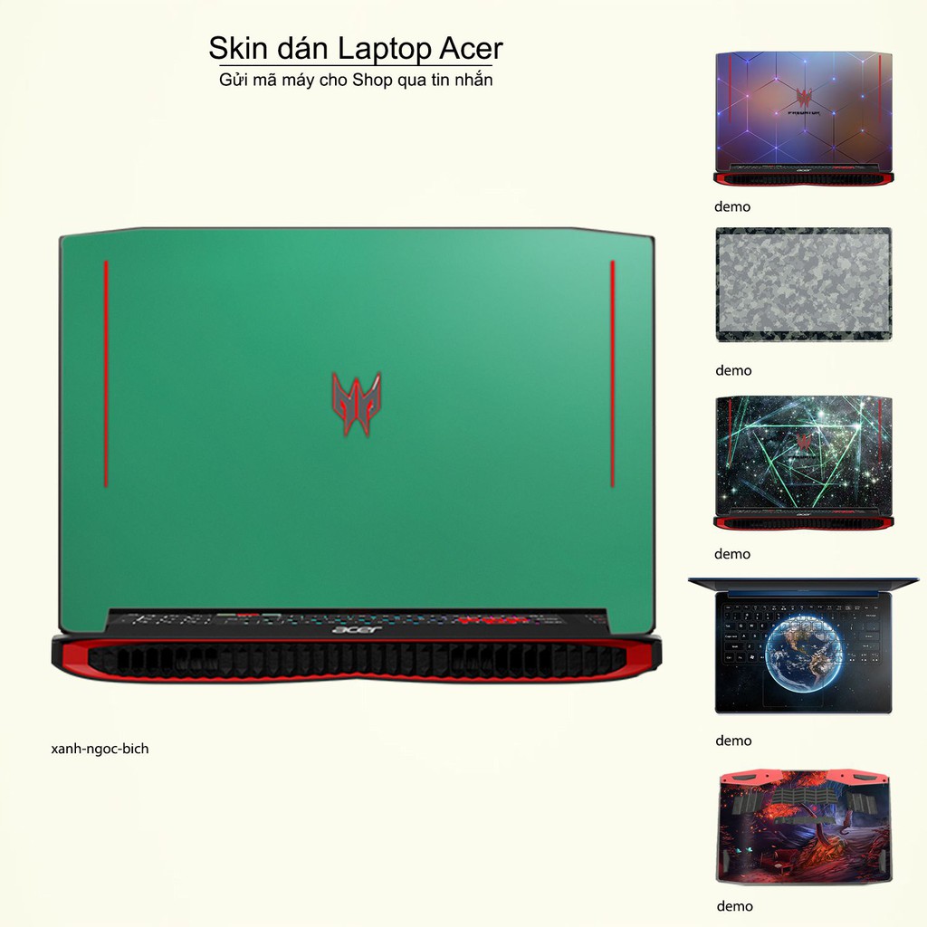 Skin dán Laptop Acer màu xanh ngọc bích (inbox mã máy cho Shop)