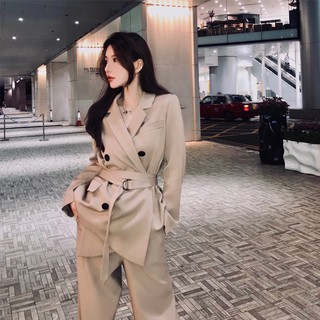 Ảnh thật 2 hình cuối-Set vest vạt chéo kèm quần sọc cực chất Ulzzang