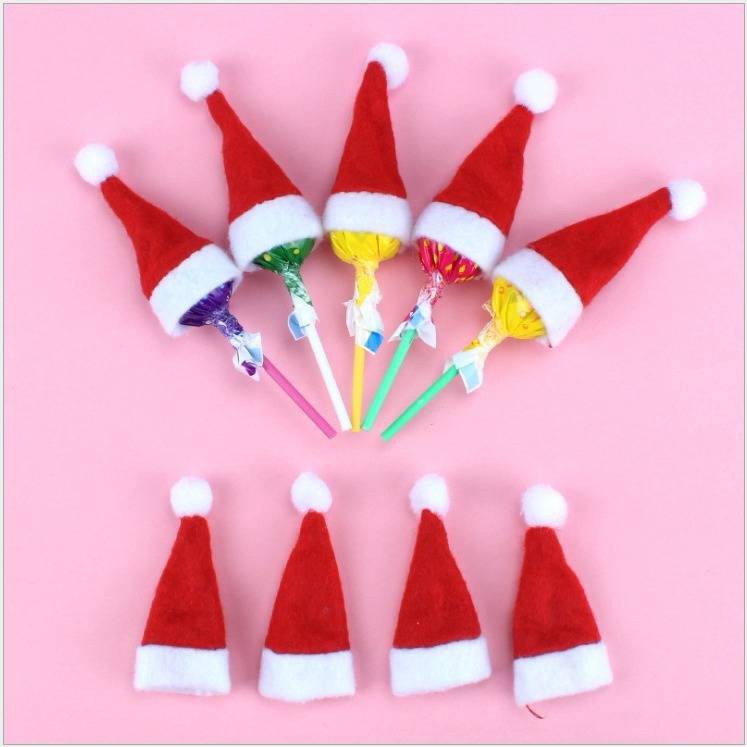 Set 6 Mũ Ông Già Noel Trang Trí Kẹo Mút Dịp Giáng Sinh Cho Nhà Bếp/Tiệc Tùng