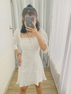 ĐẦM TRẮNG KHUY(ảnh shop tự chụp)