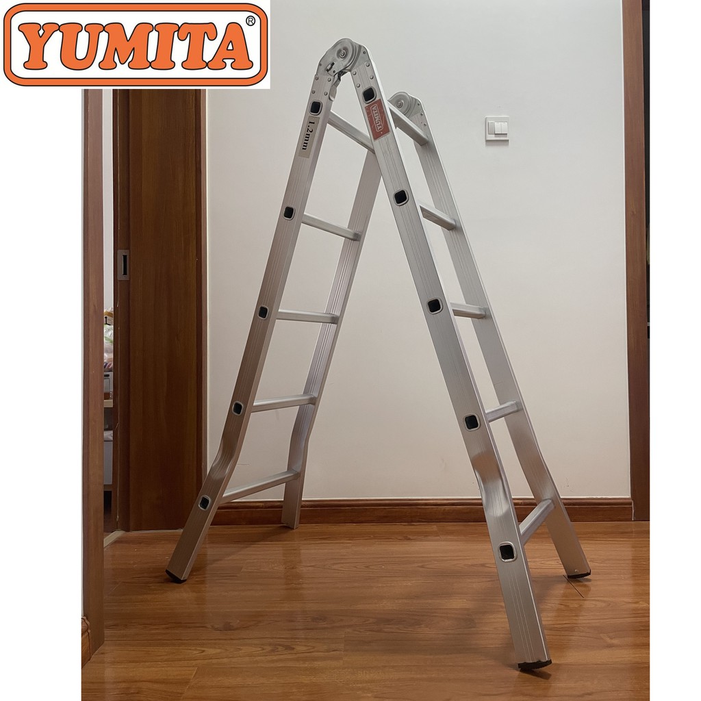 Thang nhôm gấp khóa tự động 2 đoạn x5 bậc (chữ A:1.45m chữ I: 3m) YUMITA Nhật BảnYMA-205 GIÁ RẺ