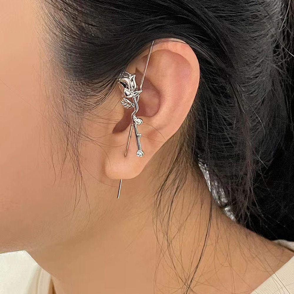 Bông Tai Dạng Kẹp Hình Hoa Hồng Phong Cách Hàn Quốc Cho Nữ