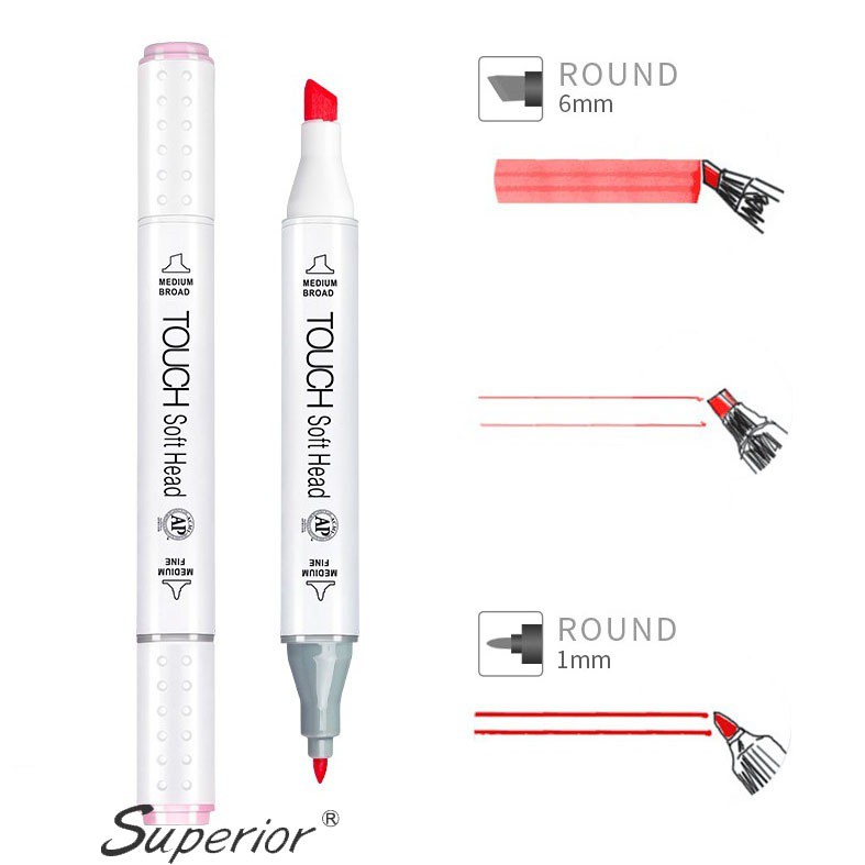 [RẺ NHẤT] BỘ BÚT MARKER TOUCH SOFT HEAD SUPERIOR 12 MÀU HỘP NHỰA