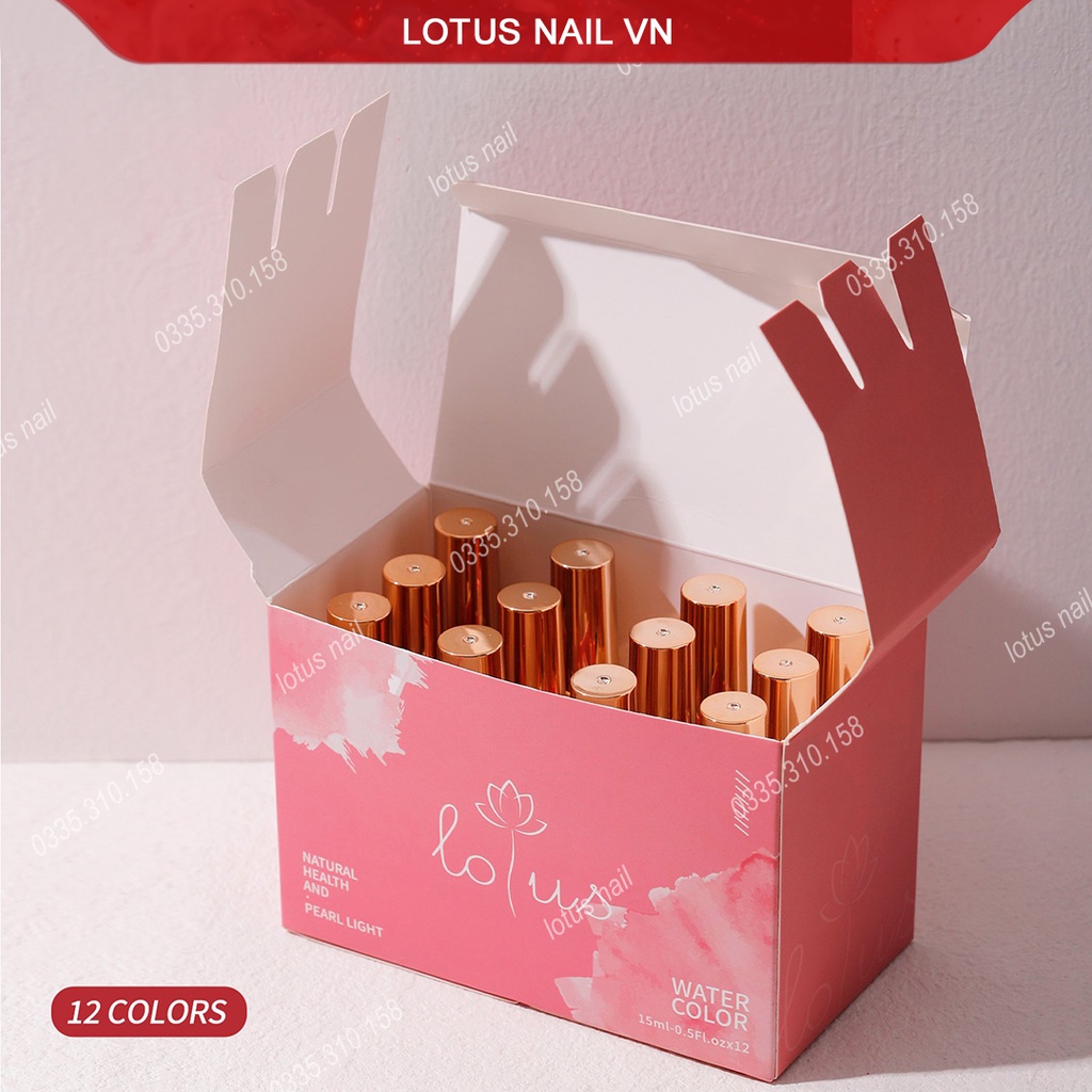 Set cồn loang, gel tạo loang Lotus 12 màu cao cấp