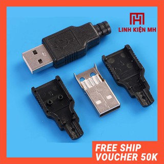 Cổng usb a đực 4p + vỏ