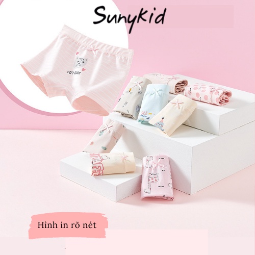 Quần lót bé gái combo 3 quần chíp đùi trẻ em cotton HC506 thoáng mát kháng khuẩn Sunykid cho bé từ 2-16 tuổi