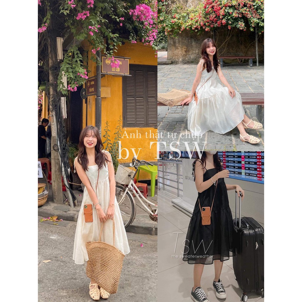 [Mã SKAMA06 giảm 8% tối đa 50K đơn 250K] Váy babydoll hai dây voan tơ 2 lớp (Ảnh thật)