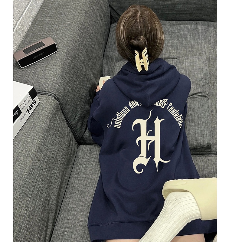 NRVP Áo Khoác Hoodie Tay Dài Dáng Rộng In Họa Tiết Phong Cách Hàn Quốc Dành Cho Nam Nữ