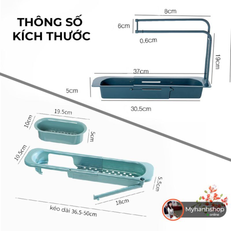 kệ để đồ rửa chén đa năng - để miếng rửa chén khăn - lọc đồ ăn thừa - thay đổi chiều dài với mọi bồn rửa chén