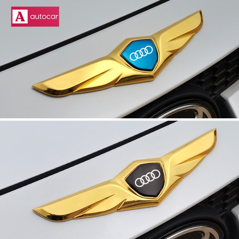Miếng Dán Trang Trí Nắp Ca Pô Xe Hơi Audi A4 A3 A5 A6 Q2 Q3 Q5 Bằng Kim Loại Hình Đôi Cánh Thiên Thần