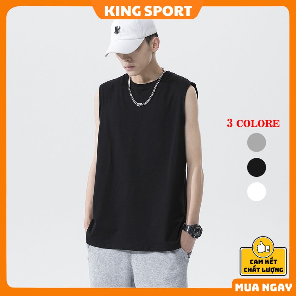 Áo thun ba lỗ tanktop nam nữ sát nách unisex form rộng big size tập gym vải thun mềm mịn thoáng mát cao cấp KING SPORT