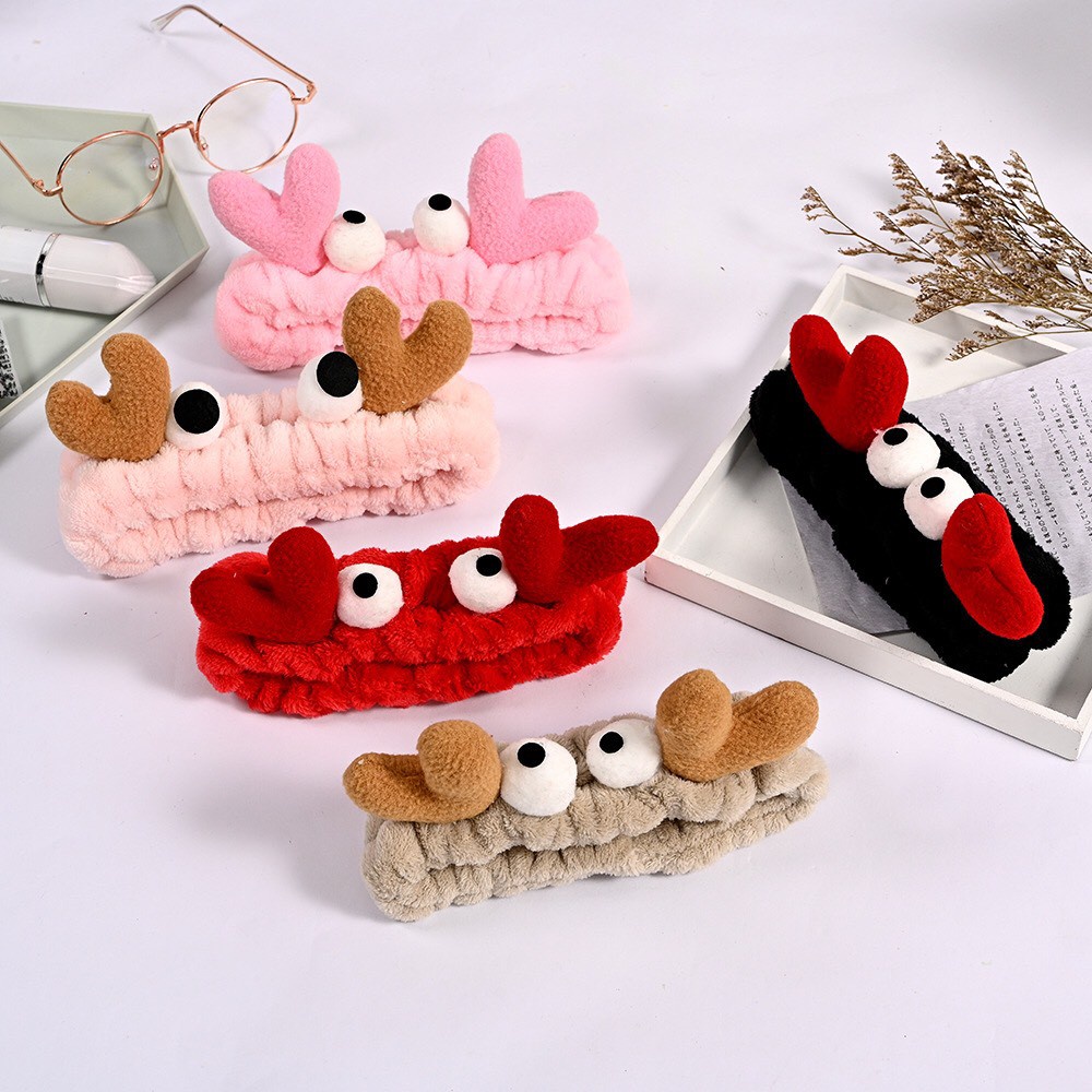 Băng Đô Rửa Mặt Sừng 2 mắt Lồi  Ngộ Nghĩnh Xinh Xắn Bờm Cài Tóc Trang Điểm Cho Nữ Cute Phong Cách Hàn Quốc