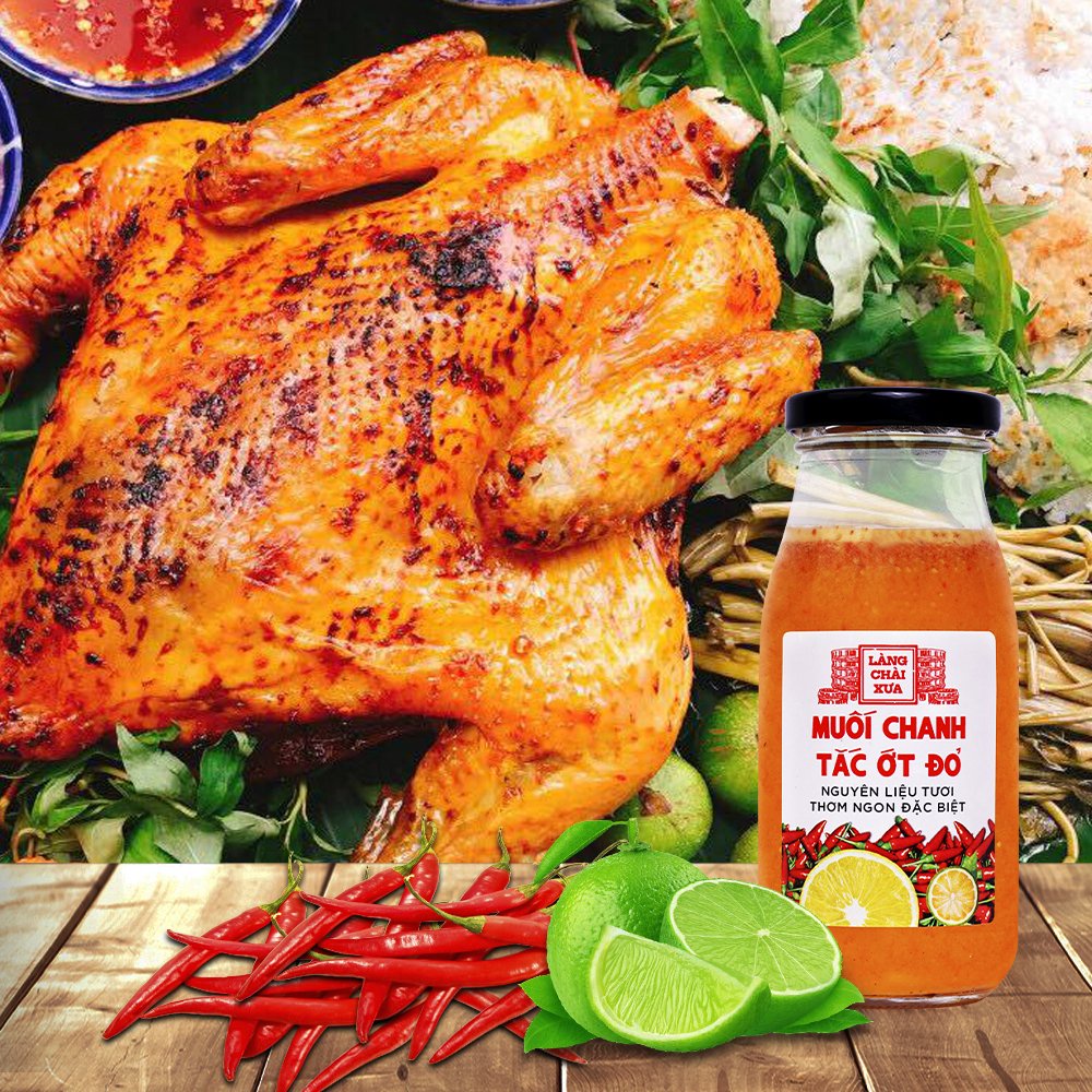 Muối ớt đỏ chanh tắc cao cấp Làng Chài Xưa, nguyên liệu tươi, thơm ngon đặc biệt, chai thủy tinh 300g