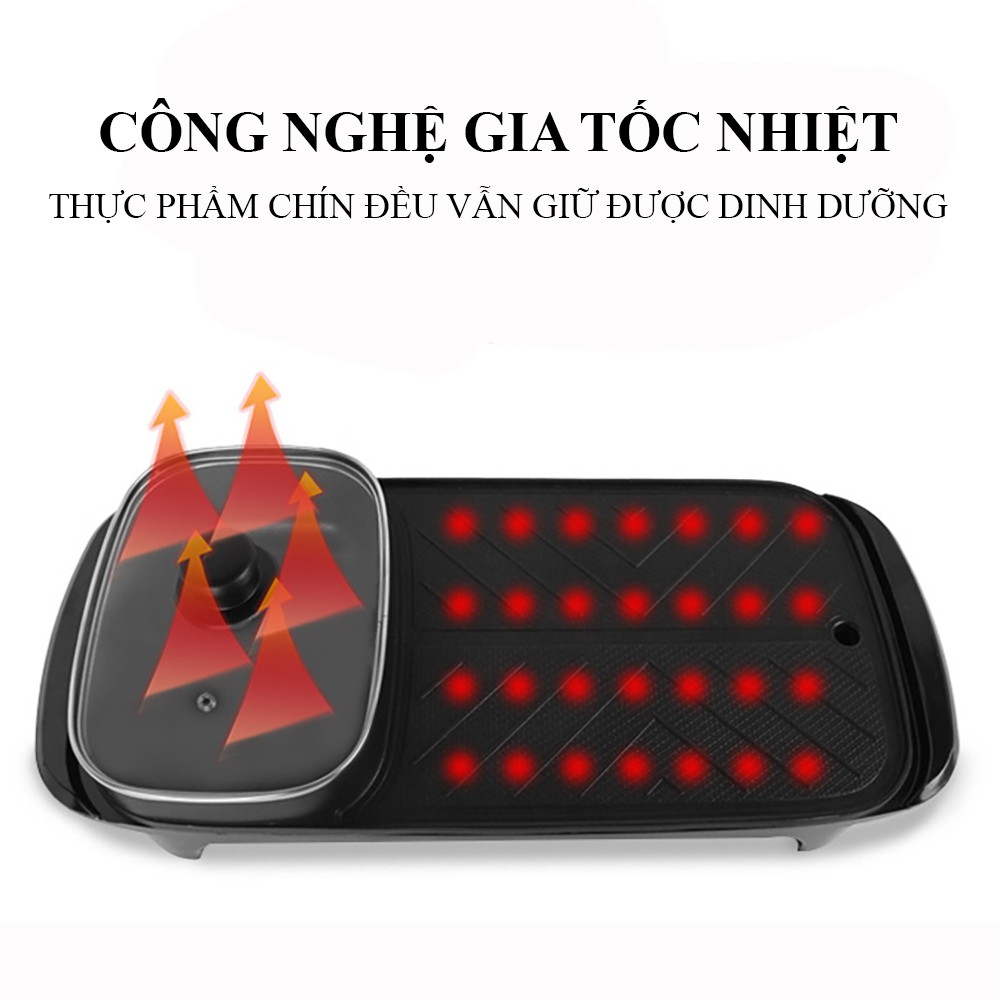 Nồi lẩu nướng đa năng 2 trong 1 cao cấp, nối điện đa năng siêu chống dính, nồi to cho cả gia đình và sum họp bạn bè