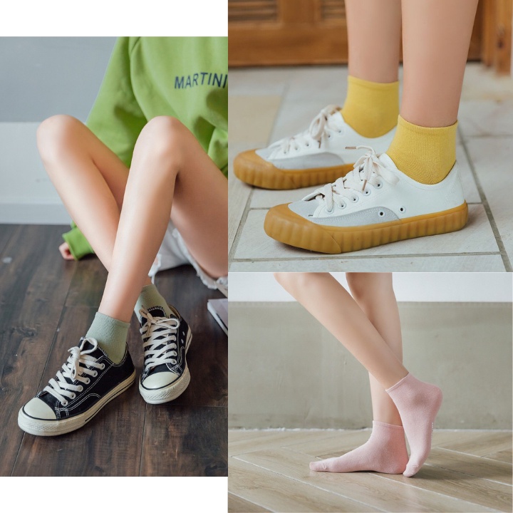 Tất/ Vớ Cổ Vừa Freesize ERASHOP 077022 - Chemmy Free Màu Trơn Đơn Giản, Co Giãn Tốt, Siêu Rẻ Đẹp