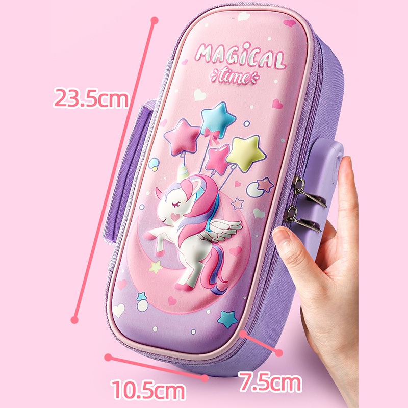 Túi Đựng Bút Hai Lớp Có Khóa Mật Khẩu Dễ Thương Cho Học Sinh Tiểu Học