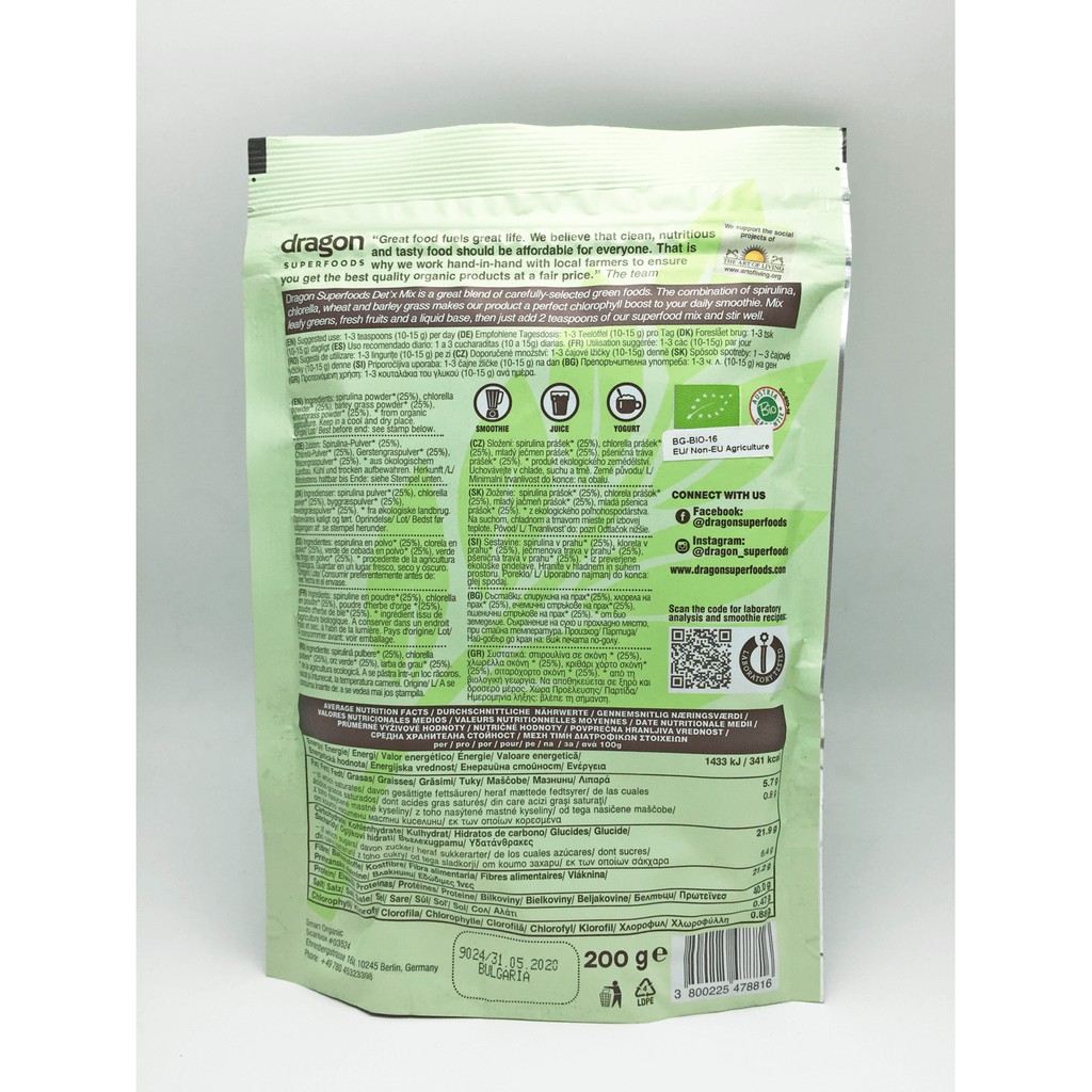 Bột thải độc hữu cơ Green Detox Organic 200g (spirulina, chlorella, cỏ lúa mì, cỏ lúa mạch) | WebRaoVat - webraovat.net.vn