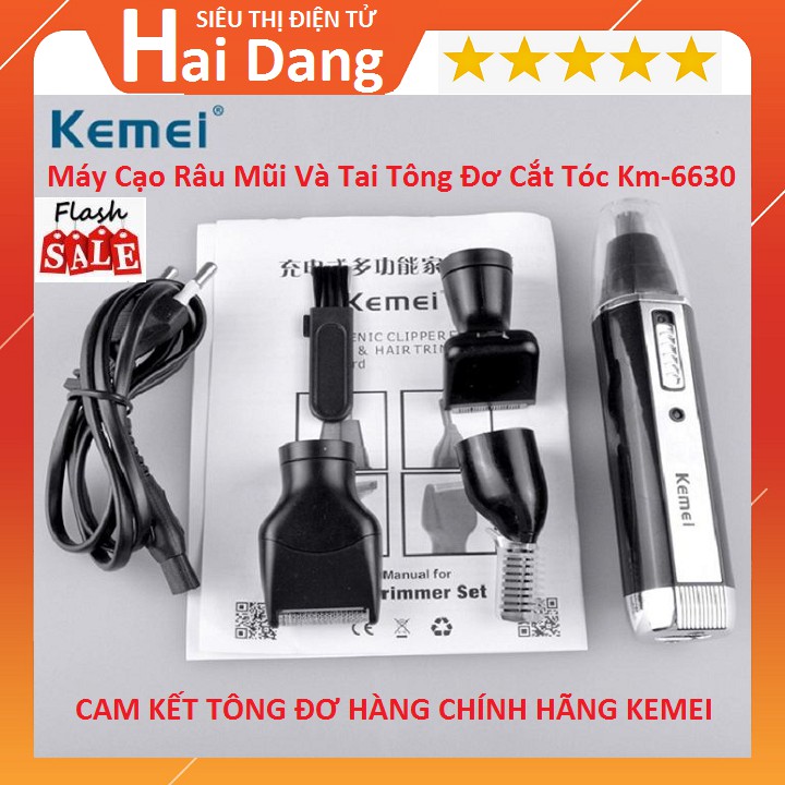 Máy Cạo Râu Mũi Và Tai/ Tông đơ cắt tóc kemei-6630/ sạc điện chuyên nghiệp 4 trong 1