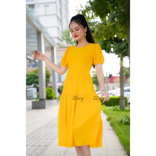 Đầm xòe tầng đuôi cá cổ tròn tằm ý Amour 3391 Váy Lucy