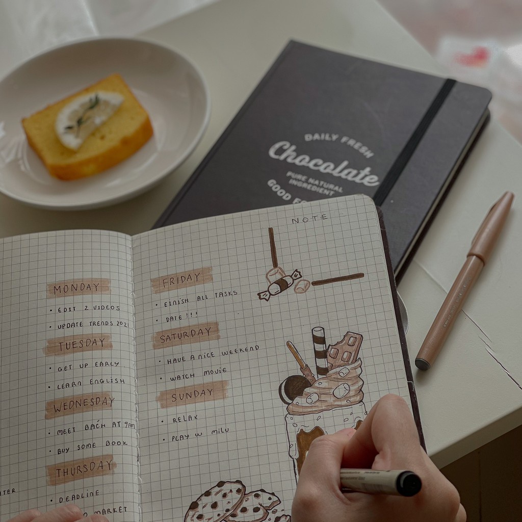 [HOT ITEM] Sổ tay grid Crabit - Milky Collection  - Ruột ô vuông chi chép, Bullet Journal - Chocolate