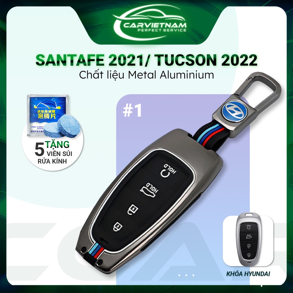 Ốp Khóa Hyundai Santafe 2021/2022, Tucson 2022 Hợp Kim Metal Cao Cấp - Bao Khóa Bảo Vệ Chìa Khóa Không Bị Trầy Xước