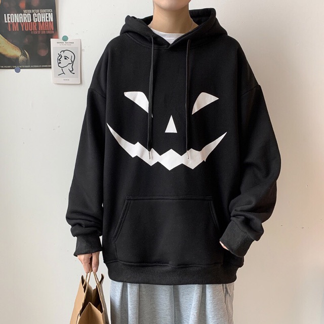 [ Đủ size ] Áo Hoodie in hình mặt quỷ phảng quang 2 màu trắng đen sắc nét chất nỉ cotton mịn form UNISEX_MYMY UNISEX