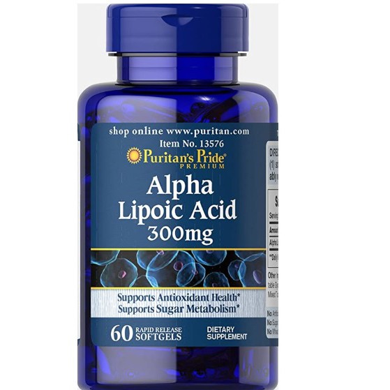 [CHÍNH HÃNG] Chống lão hóa, trẻ hóa bề mặt, ngừa tàn nhang làm sáng da - Alpha lipoic acid 300mg 60 viên Puritan’s Pride