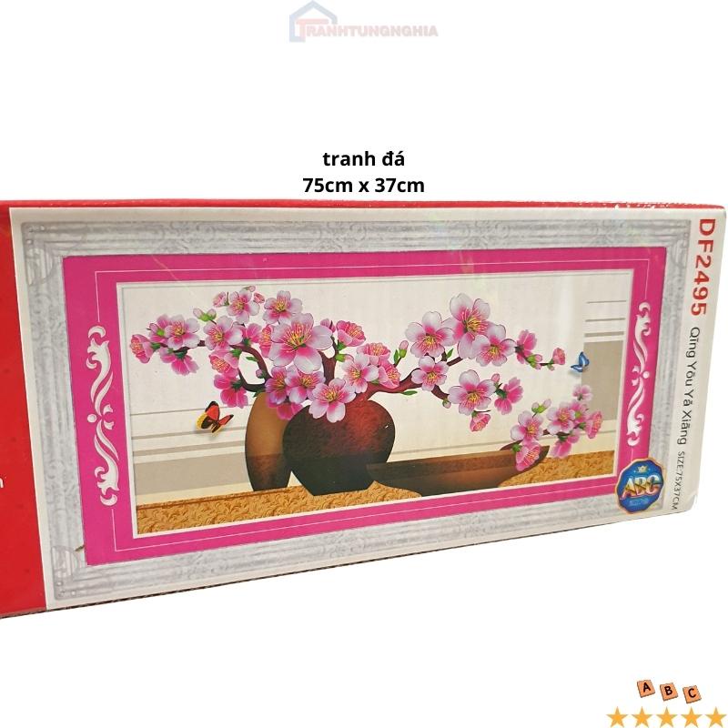 Tranh đính đá, tranh thêu chữ thập bình hoa nghệ thuật