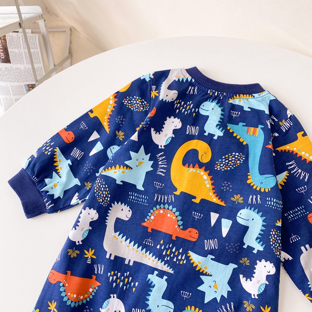 Áo liền quần SANLUTOZ dài tay in hoạt hình động vật dễ thương dành cho bé trai