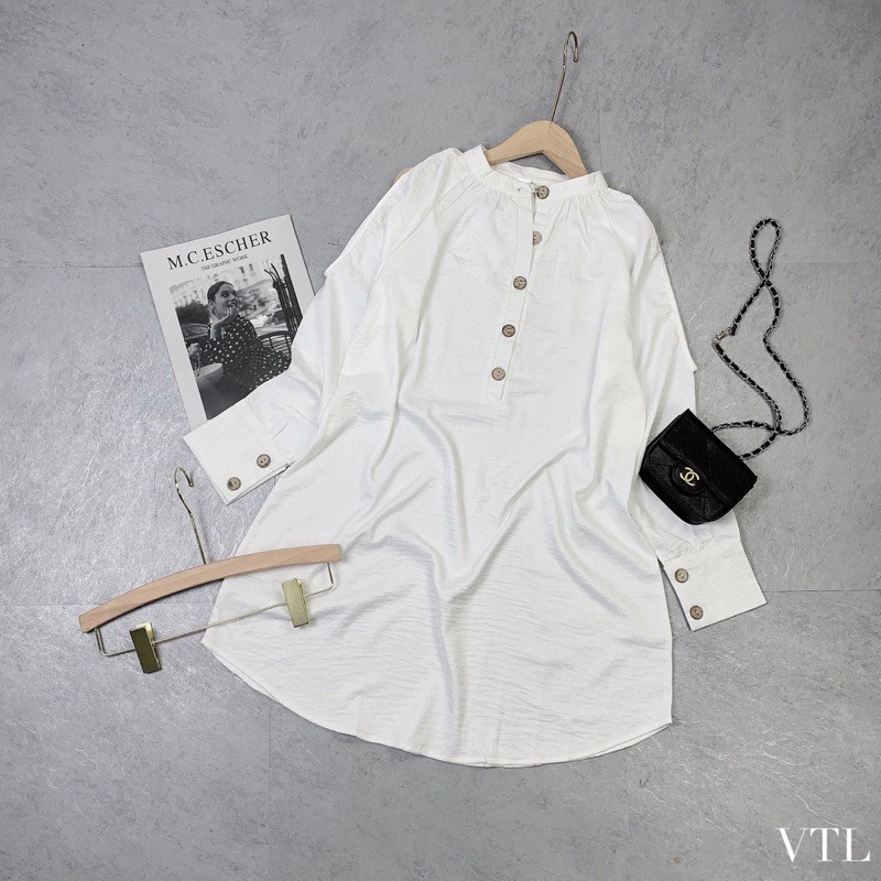 VÁY ĐŨI TRẮNG KHOÉT VAI CÚC GỖ VÁY SUÔNG | BigBuy360 - bigbuy360.vn