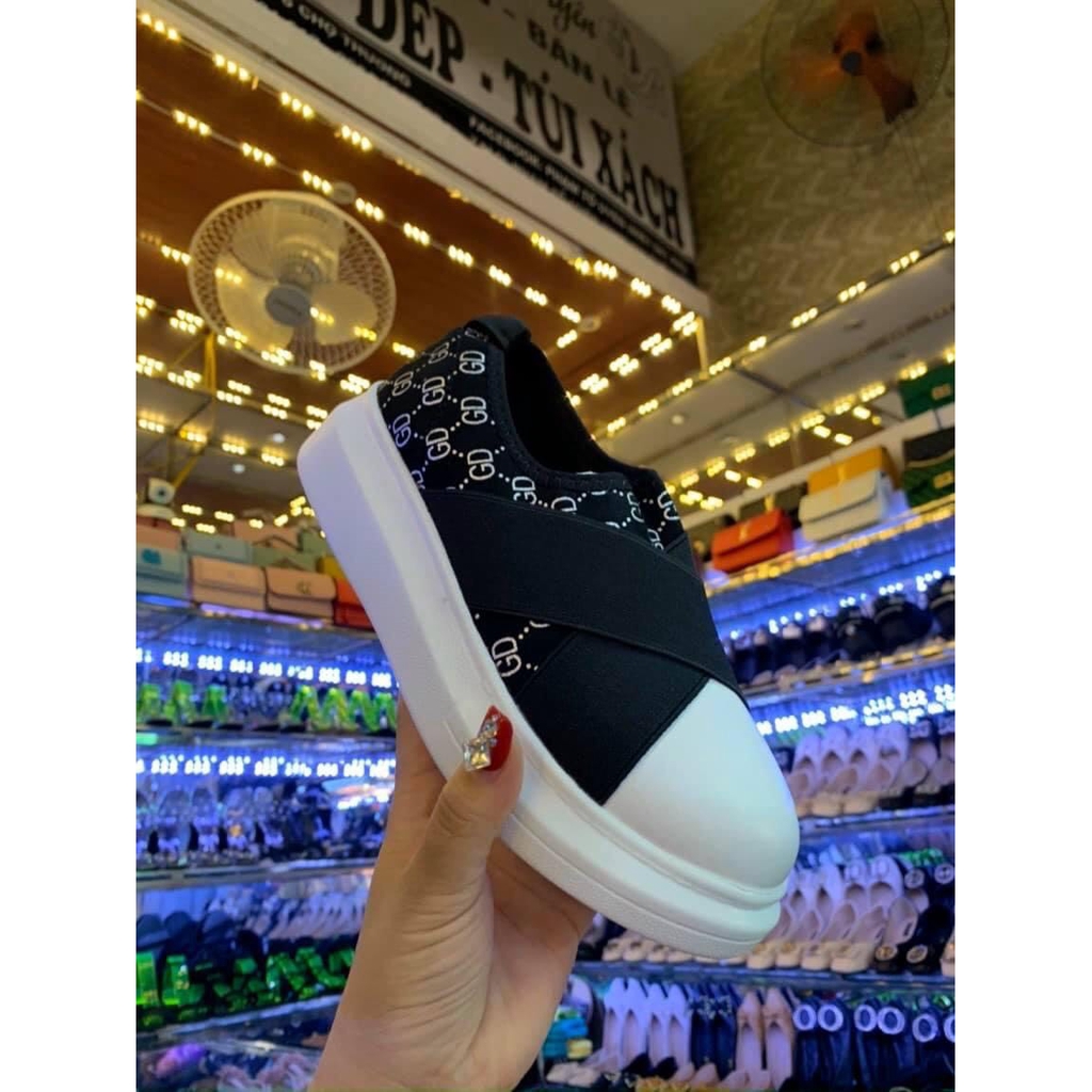 Giày slip on nữ chun chéo mẫu mới 2021 (G335)