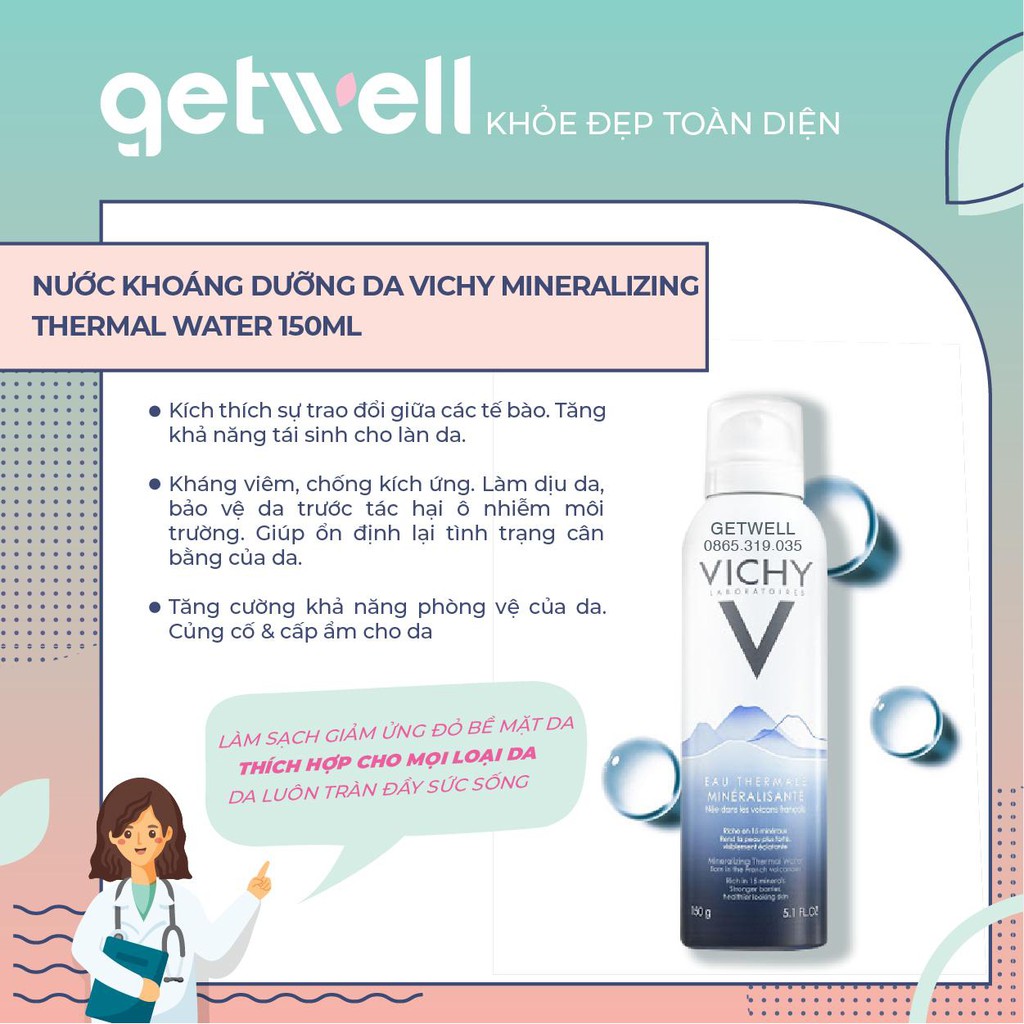 Nước xịt khoáng dưỡng da Vichy Mineralizing Thermal Water 300ml | 150ml | 50ml