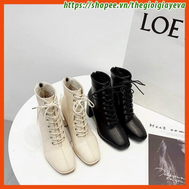 Boot Nữ Freeship Giày Bốt Hàn Quốc Nhiều Dây Đế Vuông Thời Trang