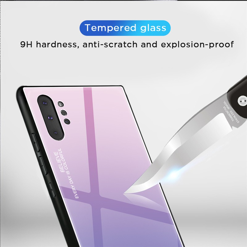 Ốp điện thoại kính cường lực màu sắc gradient cho Samsung Galaxy Note 10 Plus Pro