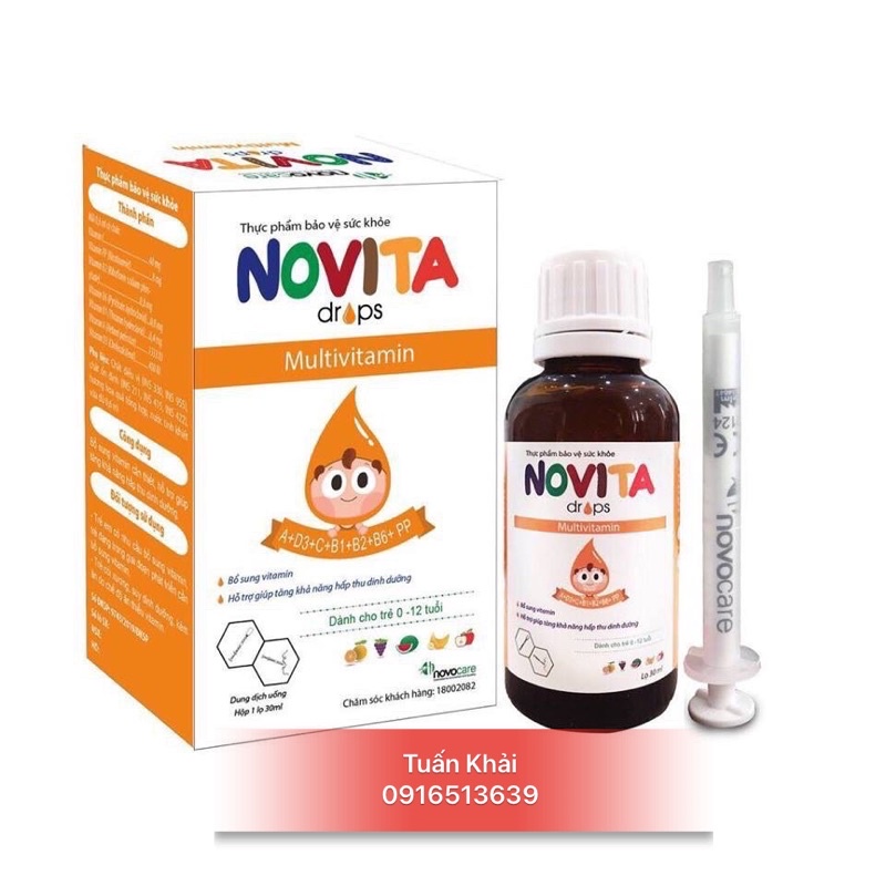 Novita Drops - Vitamin tổng hợp cho Trẻ tăng cường hấp thu dinh dưỡng - Hộp 30ml