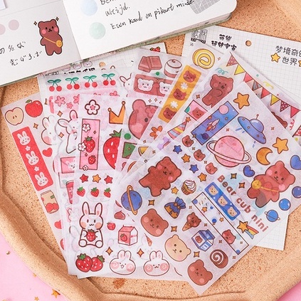 Set 4 Miếng Sticker cute dán laptop, hình dán mũ bảo hiểm, điện thoại, vali