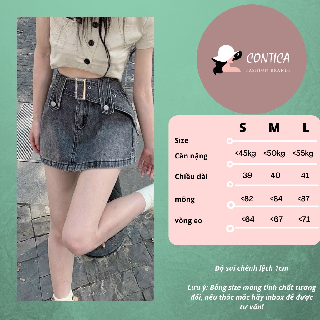 Quần Giả Váy denim Lưng Cao có đai Dáng Ôm -Thời Trang Hàn Quốc Quyến Rũ Cho Nữ | BigBuy360 - bigbuy360.vn