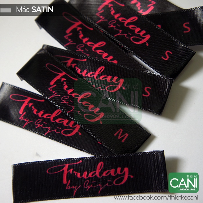 Mác vải Satin lụa In theo yêu cầu  Nhãn mác quần áo